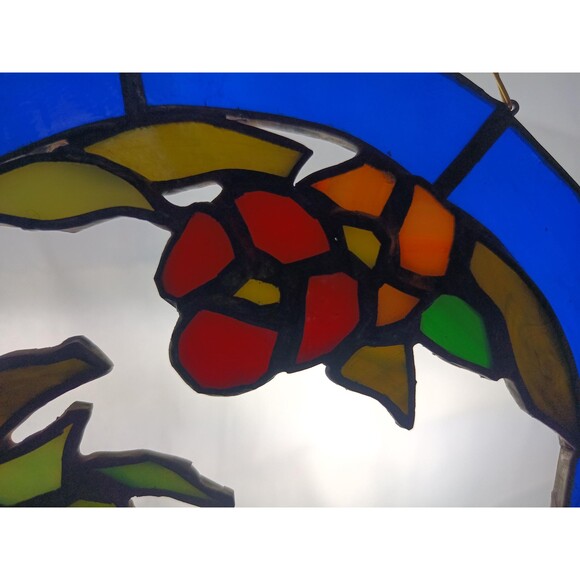 Stained Glass Panel Wall Hanging Window Decor 7 in Diam. Art Glass Sun Catcher - Picture 6 of 9